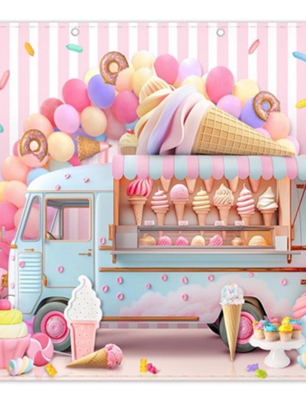 LARGE Ice Cream Truck/Candy Birthday/Photography  Backdrop (READ DESCRIPTION)